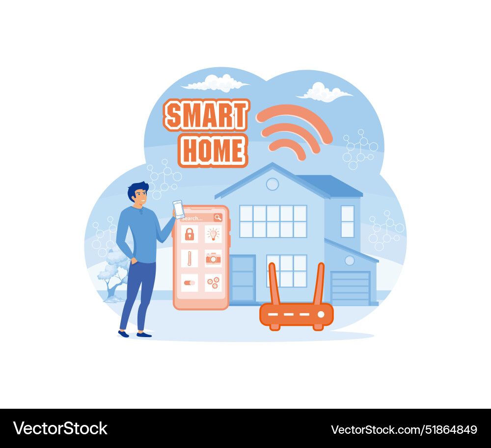 Smart home application program on smartphone vector image