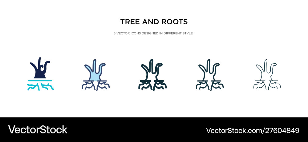Tree and roots icon in different style two Tree and roots icon in different style two vector image