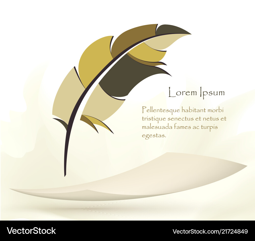Writing colorful feather with flying paper Writing colorful feather with flying paper vector image
