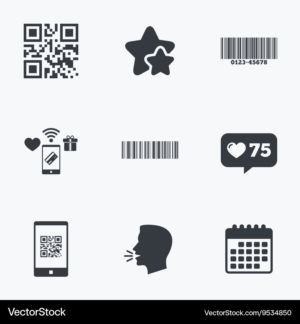 Bar and qr code icons scan barcode symbol Vector Image