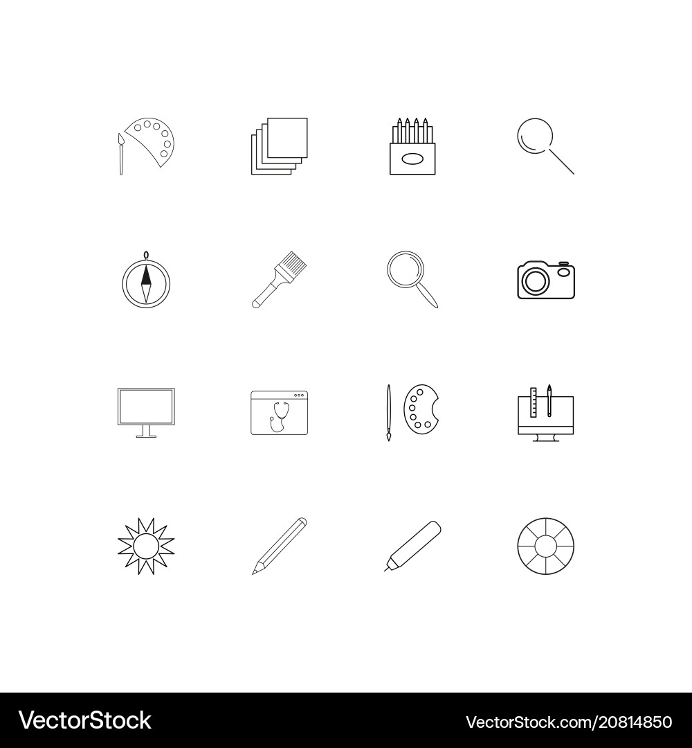 Creative process and design linear thin icons set Vector Image
