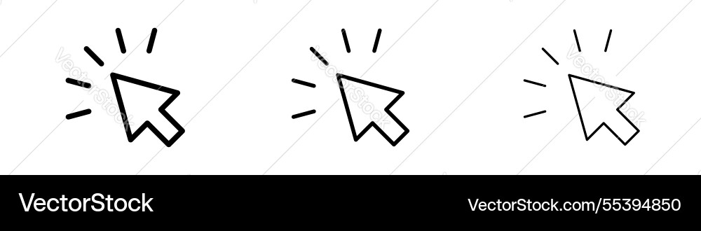 Cursor icons in three different stroke lines Cursor icons in three different stroke lines vector image
