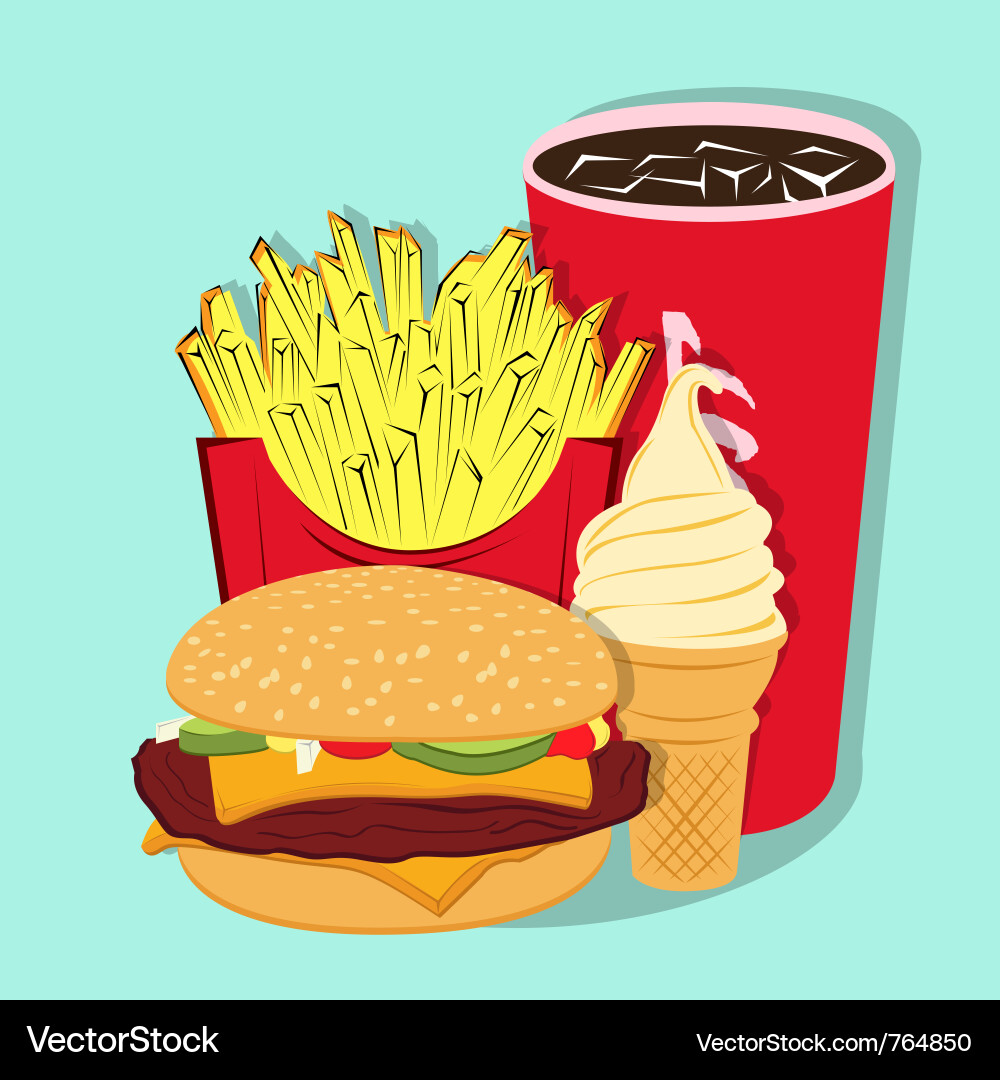 Delicious Burger and Ice Cream Vector Image