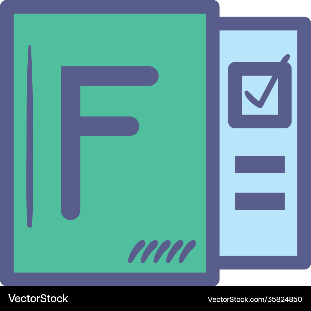 Document with f letter and check mark Vector Image