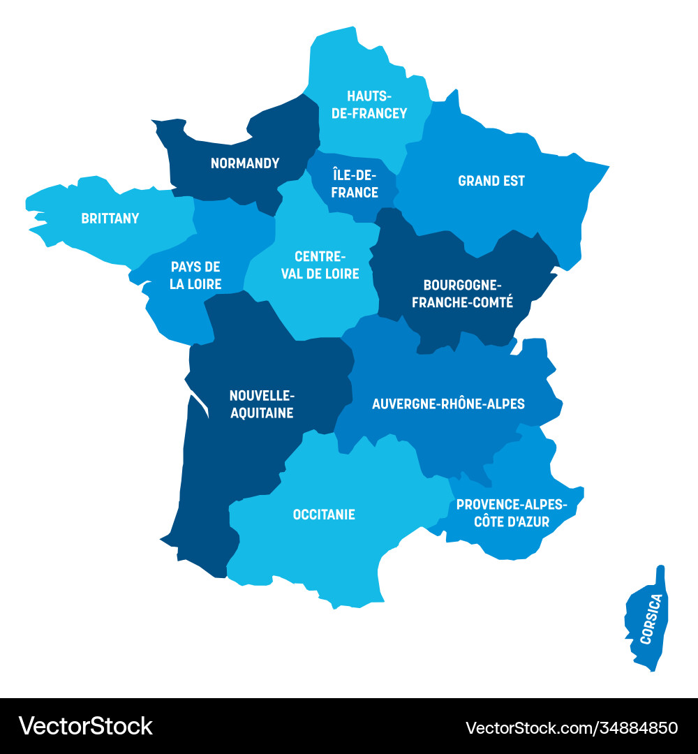 France - map metropolitan regions vector image