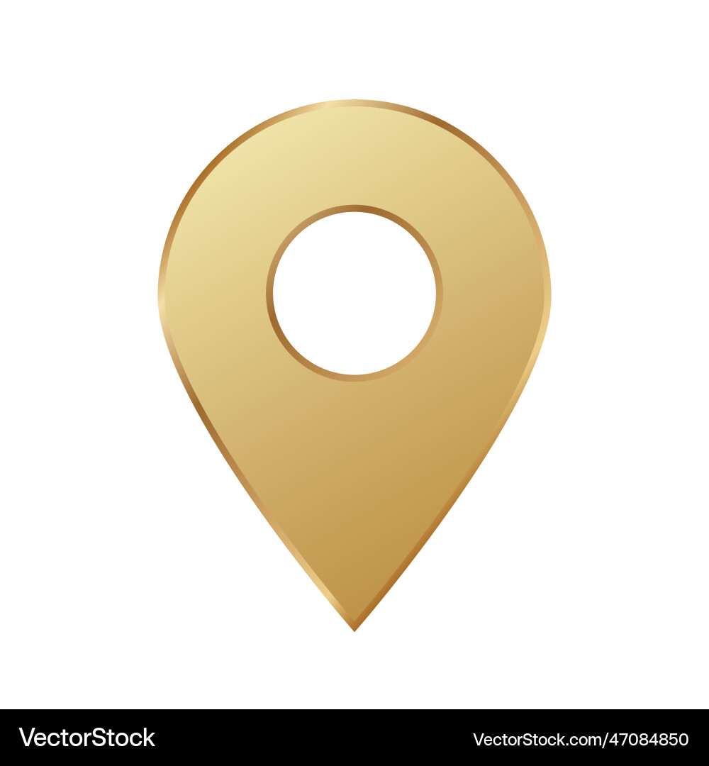 Golden map pin gold pointer vector image