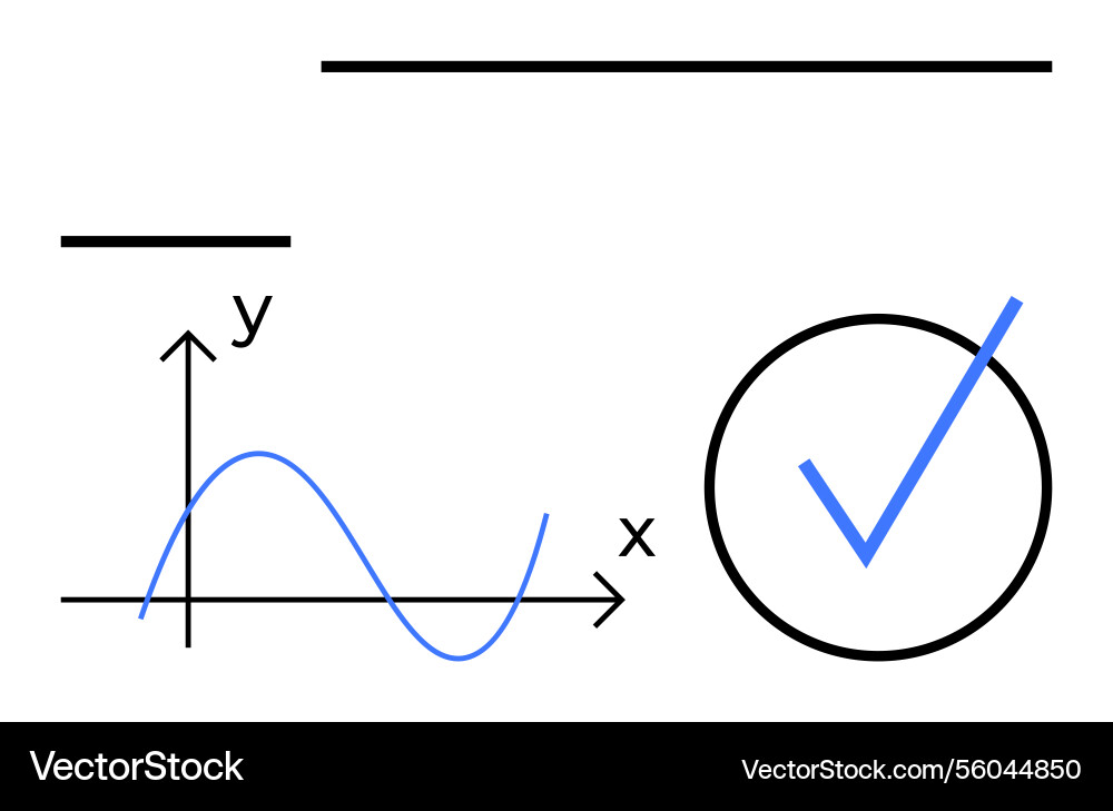 Graph with curve on xy axes and checkmark inside Graph with curve on xy axes and checkmark inside vector image