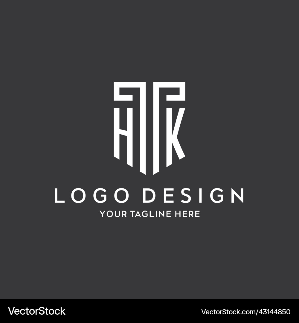 Hk monogram initial name with shield shape icon vector image