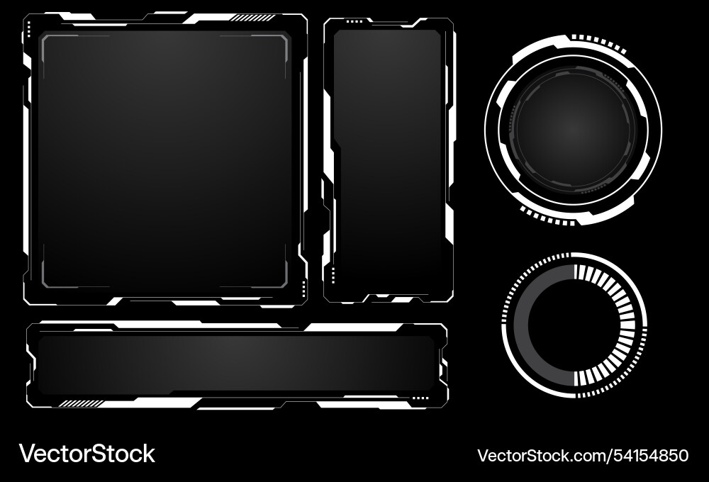Hud frames white grey user interface elements Hud frames white grey user interface elements vector image