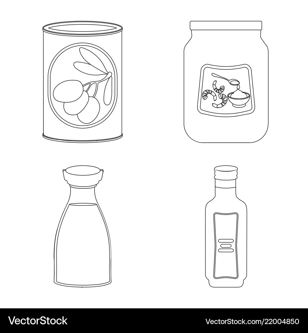 Isolated object of can and food logo set Isolated object of can and food logo set vector image