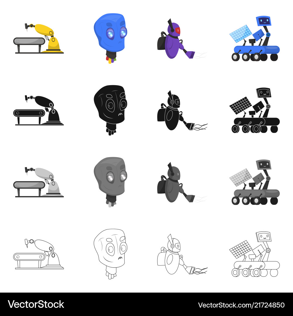 Isolated object of robot and factory icon Isolated object of robot and factory icon vector image