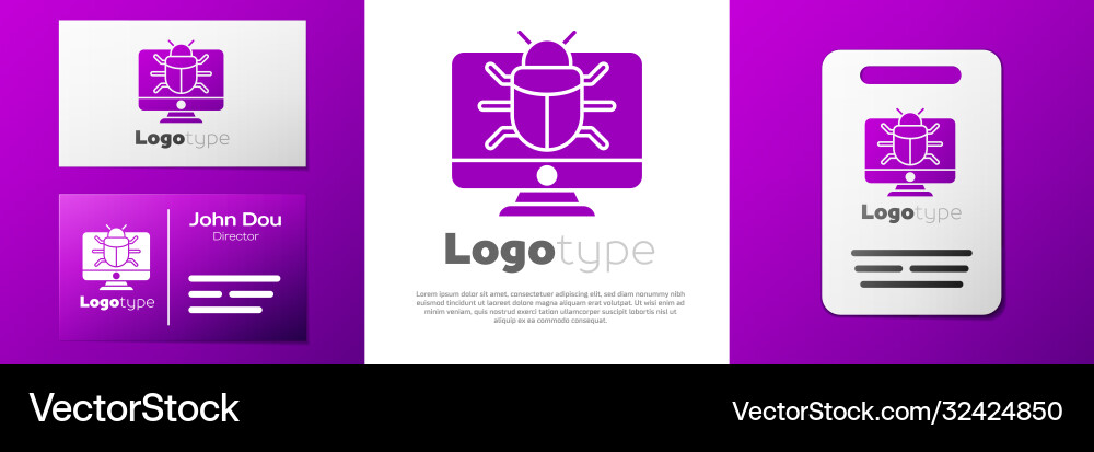 Logotype system bug on monitor icon isolated Logotype system bug on monitor icon isolated Vector Image