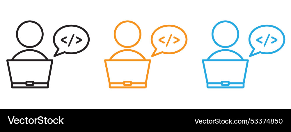 Programmer icon thin line set vector image