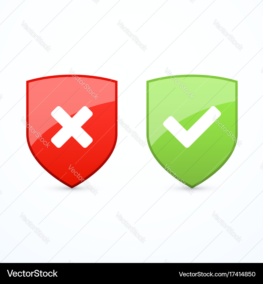 Set of shields with check marks vector image