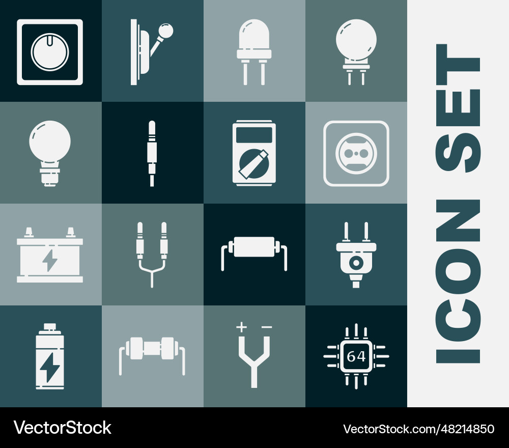 Set processor with microcircuits cpu electric Vector Image