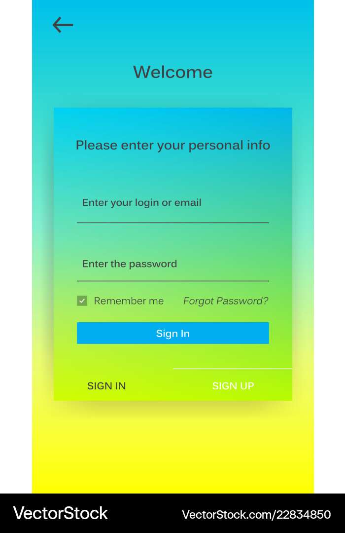 Ui design account authorization interface mobile Ui design account authorization interface mobile Vector Image