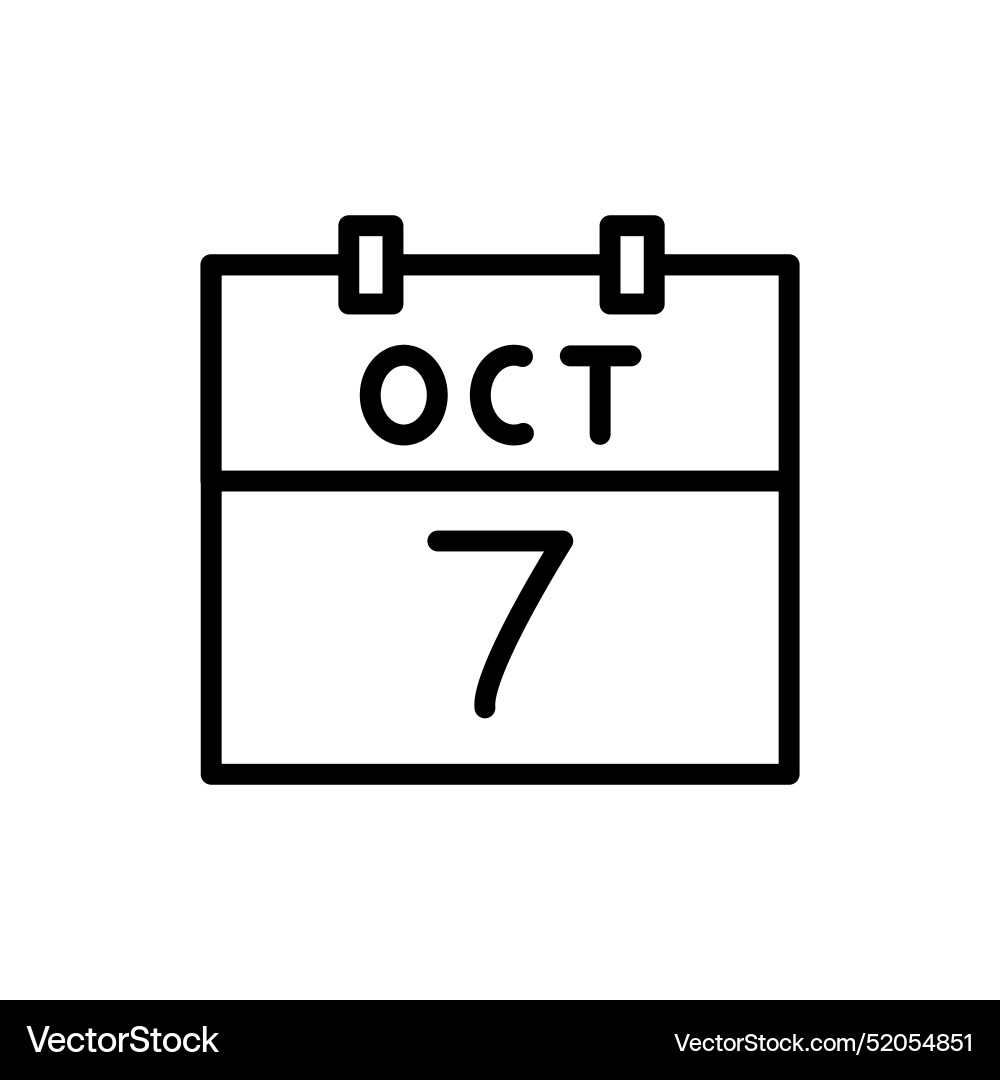 7 october date icon for calendars important dates Vector Image