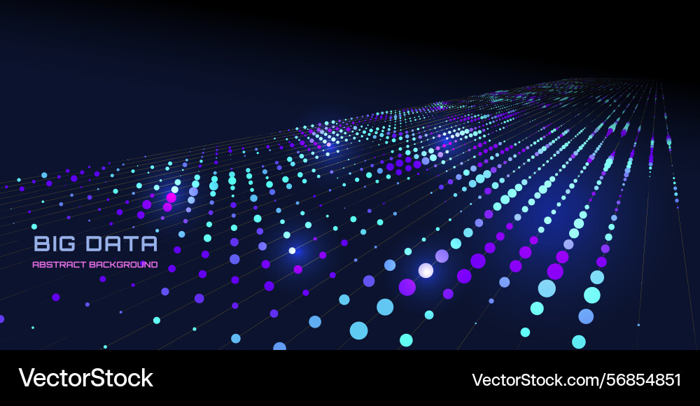 Abstract big data array color dots binary code vector image
