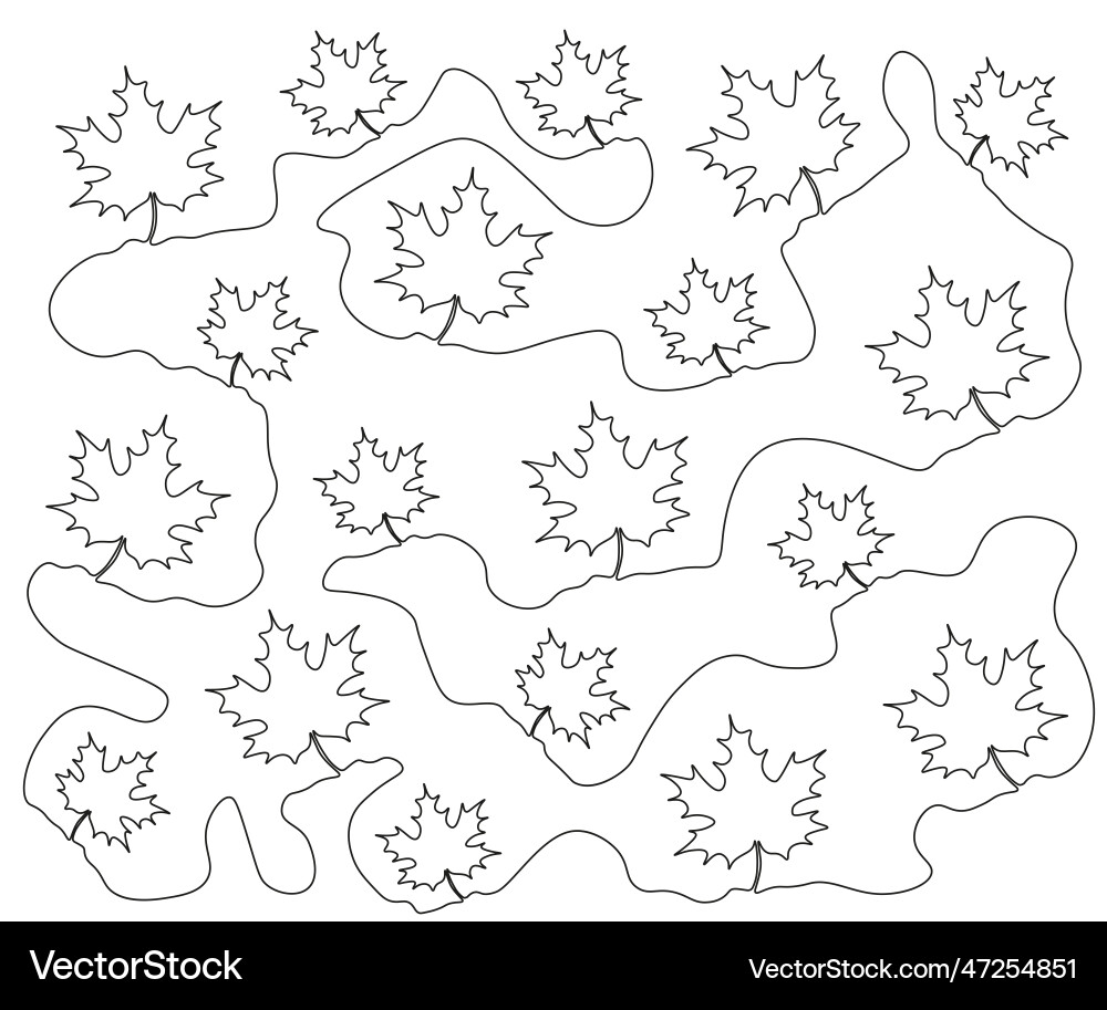 Abstract pattern of maple leaves connected by one Abstract pattern of maple leaves connected by one vector image