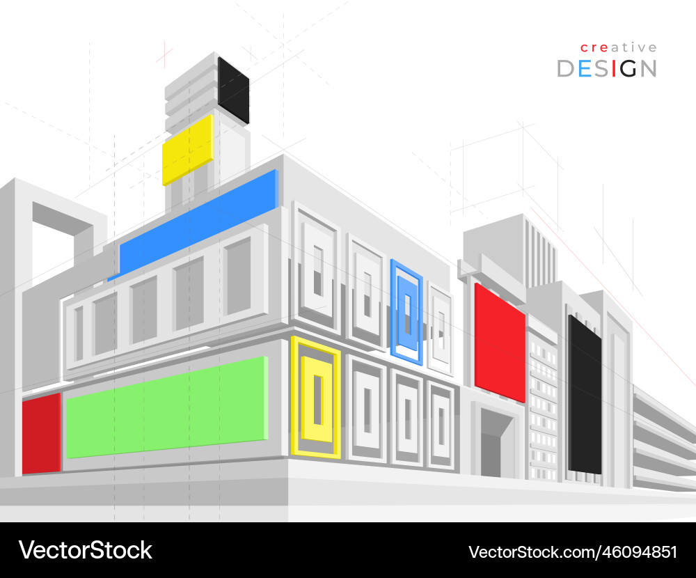 Architektur Perspektive Stadt Zeichnung Architektur Perspektive Stadt Zeichnung vektorbild