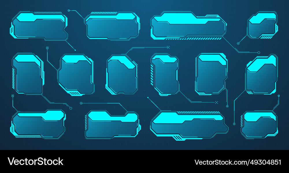 Blue futuristic hud or ui elements sci-fi user Blue futuristic hud or ui elements sci-fi user vector image