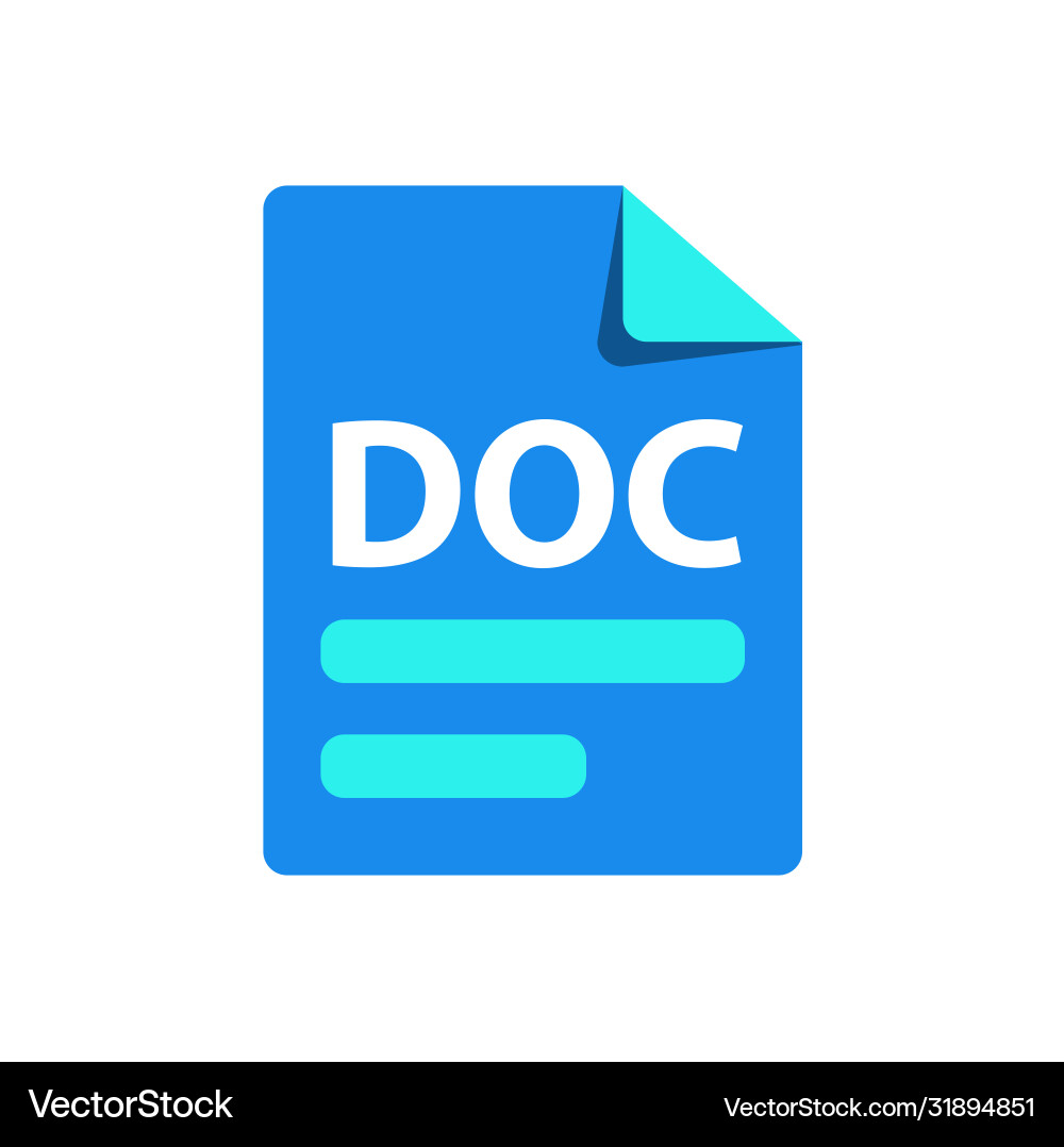 Blue icon doc file format extension vector image