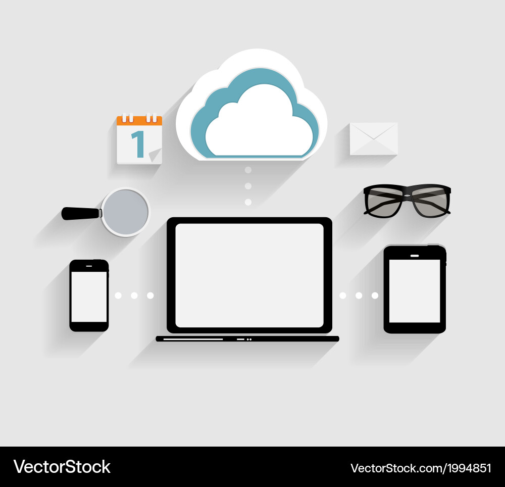 Cloud computing concept on different electronic Vector Image