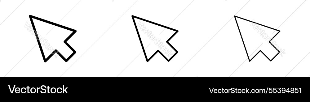 Cursor icons in three different stroke lines Vector Image