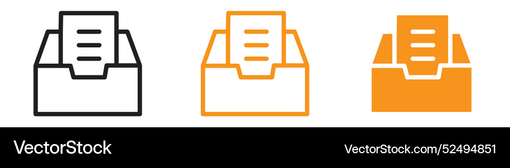 Efficient archive folders icon set for document Efficient archive folders icon set for document vector image