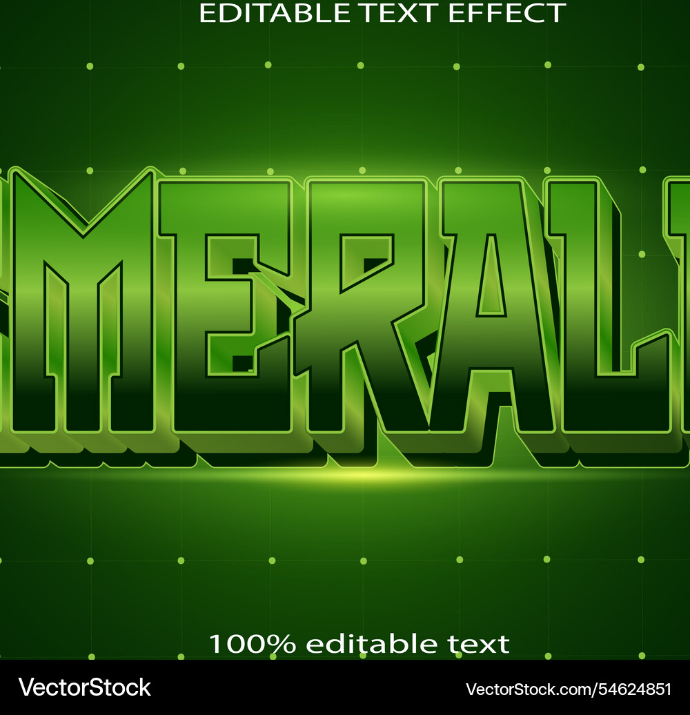 Emerald editable text effect 3d emboss elegant Emerald editable text effect 3d emboss elegant vector image