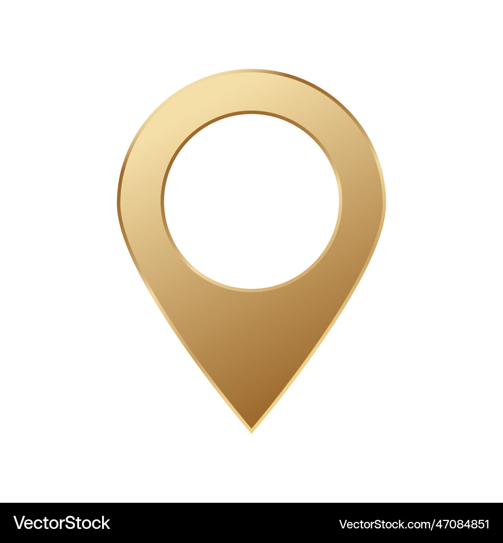 Golden map pin gold pointer vector image