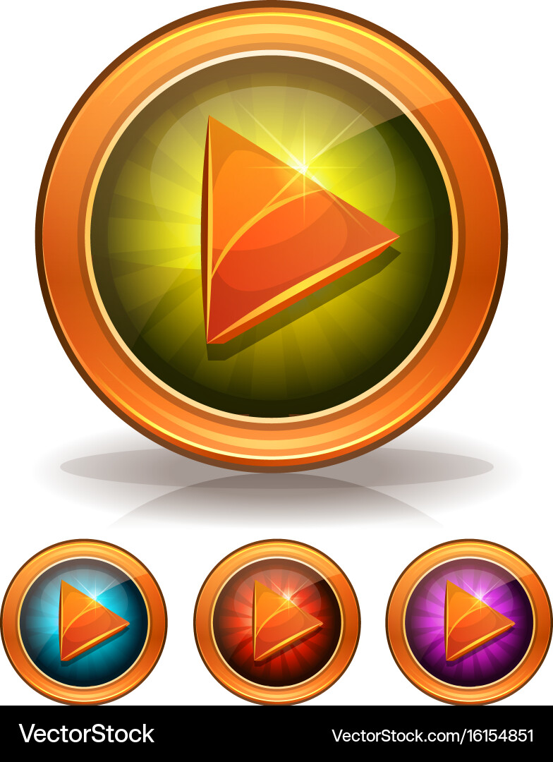 Golden play buttons for game ui vector image