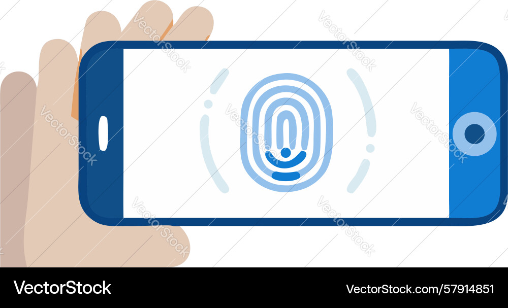 Hand using fingerprint sensor smartphone Vector Image