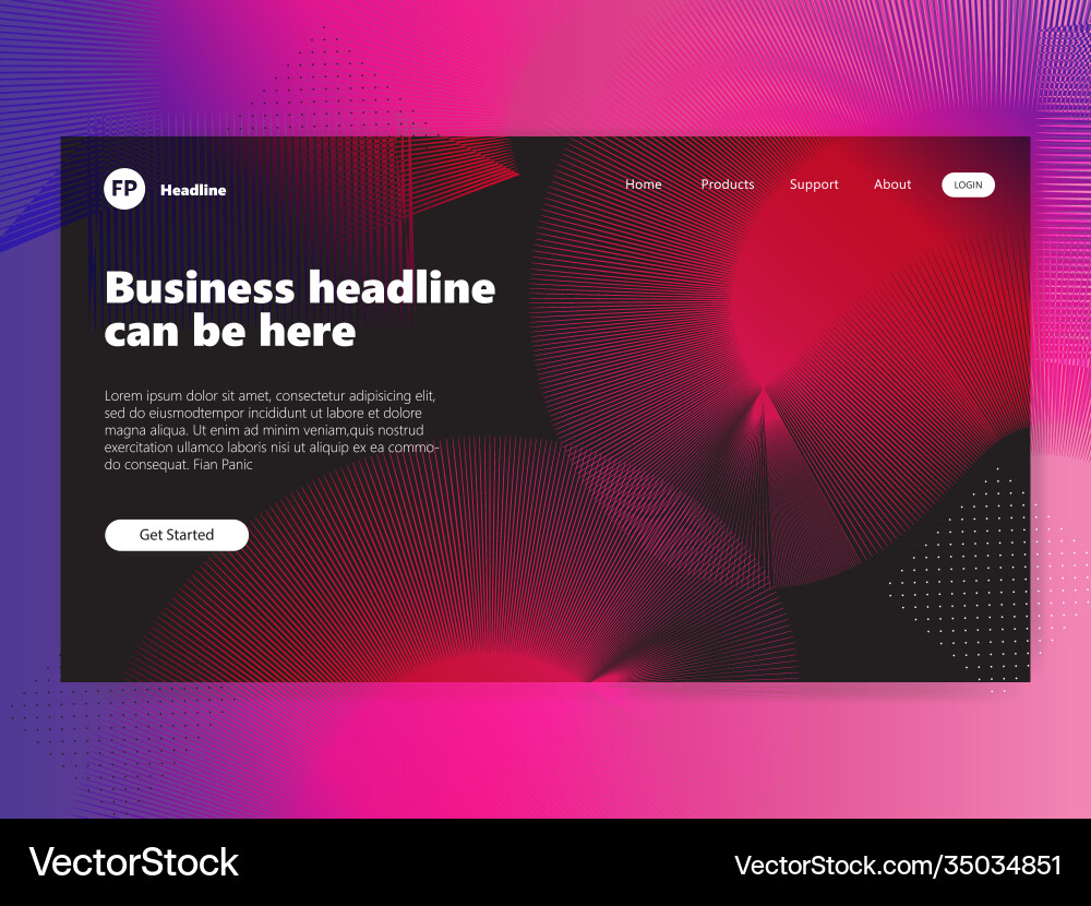 Landing page template with gradient modern webpage vector image