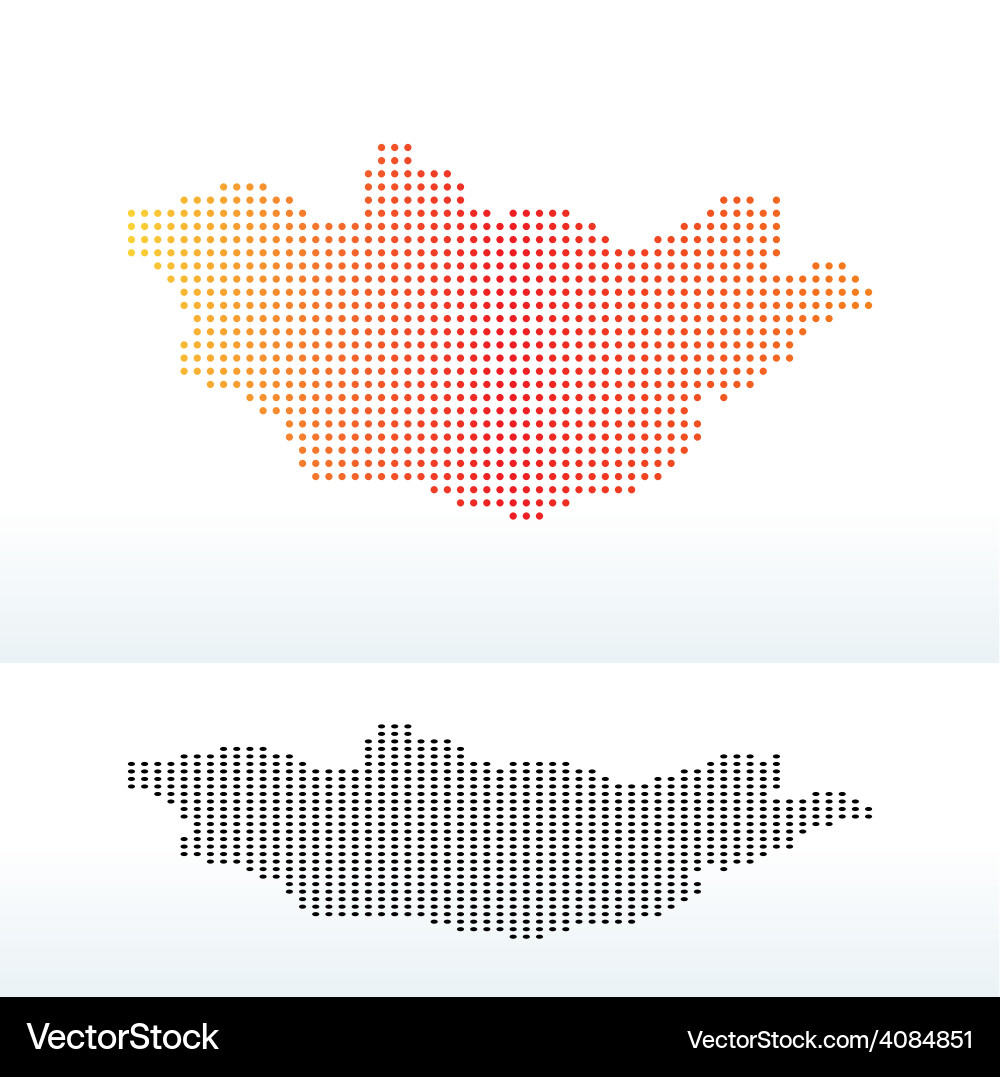 Map of mongolia with dot pattern vector image
