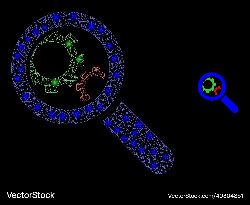 Mesh net explore gears with glitter network vector image