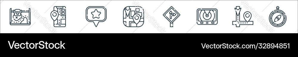 Navigation and maps line icons linear set quality Navigation and maps line icons linear set quality vector image