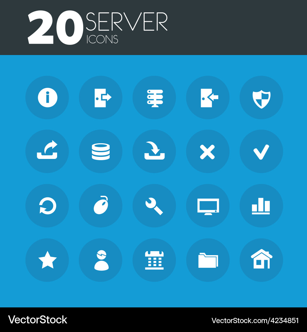 Server icons on round blue buttons vector image