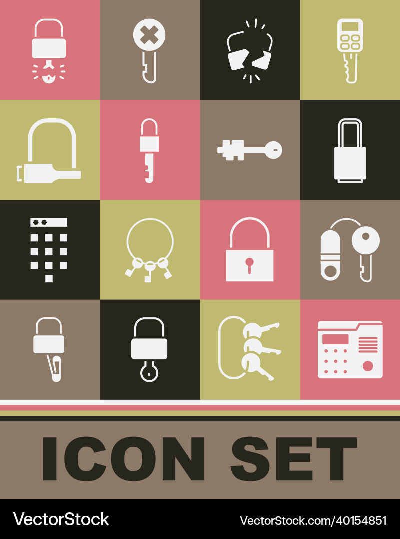 Set house intercom system with key lock broken Set house intercom system with key lock broken vector image