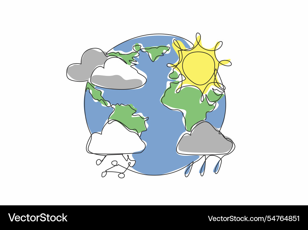 Single one line drawing globe with various Vector Image