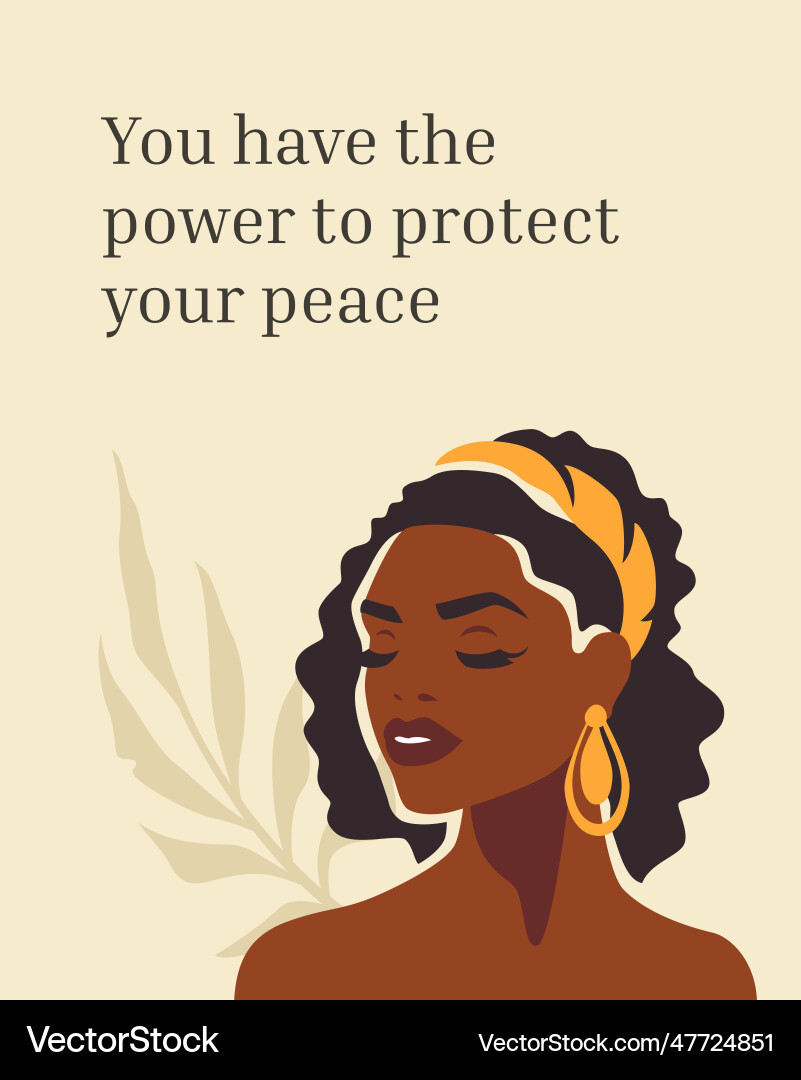 Strong elegant african beauty woman boho vector image