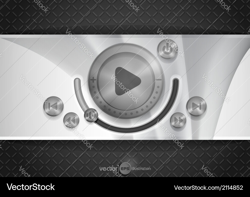 Abstract technology app icon with music button vector image