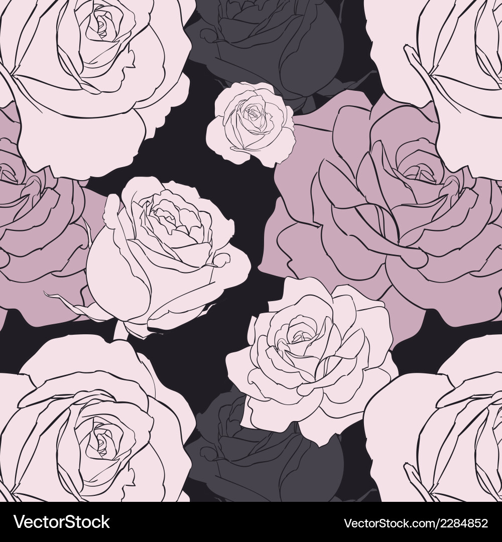 Gothic Rose Patterns Vintage Rose Seamless Outline Vector, Great