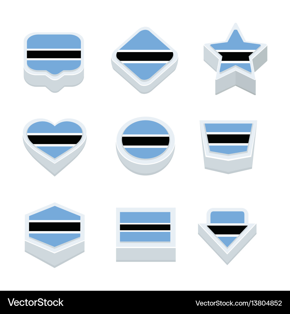 Botswana flags icons and button set nine styles vector image