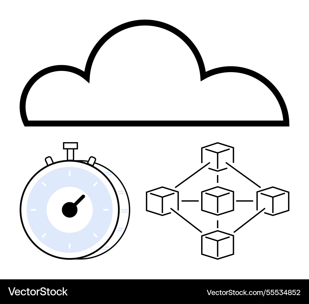 Cloud computing with blockchain network and time Cloud computing with blockchain network and time vector image