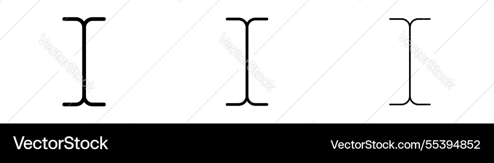 Cursor text icons in three different stroke lines Vector Image