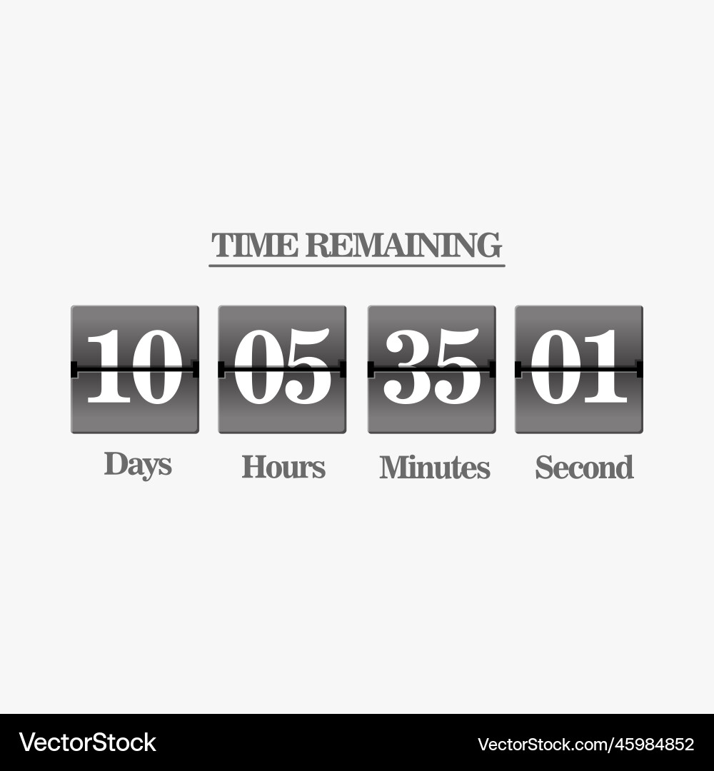 Flip Countdown Taktzähler Zeit bleibt Vektorbild