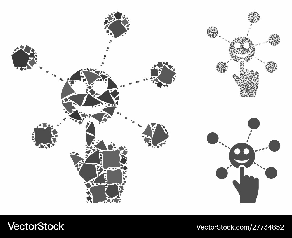 Hand click smile network composition icon Hand click smile network composition icon vector image