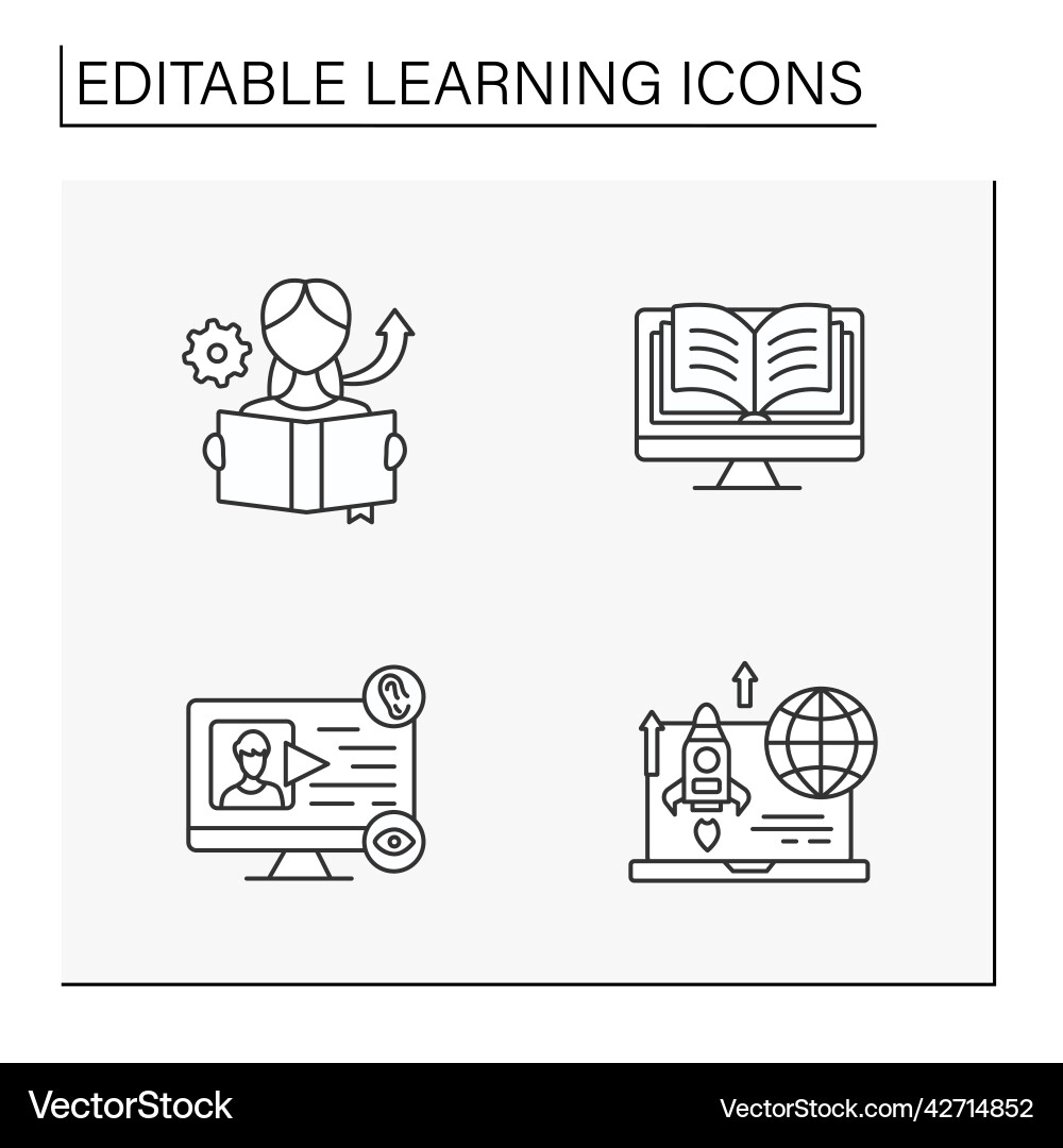 Learning line icons set Vector Image