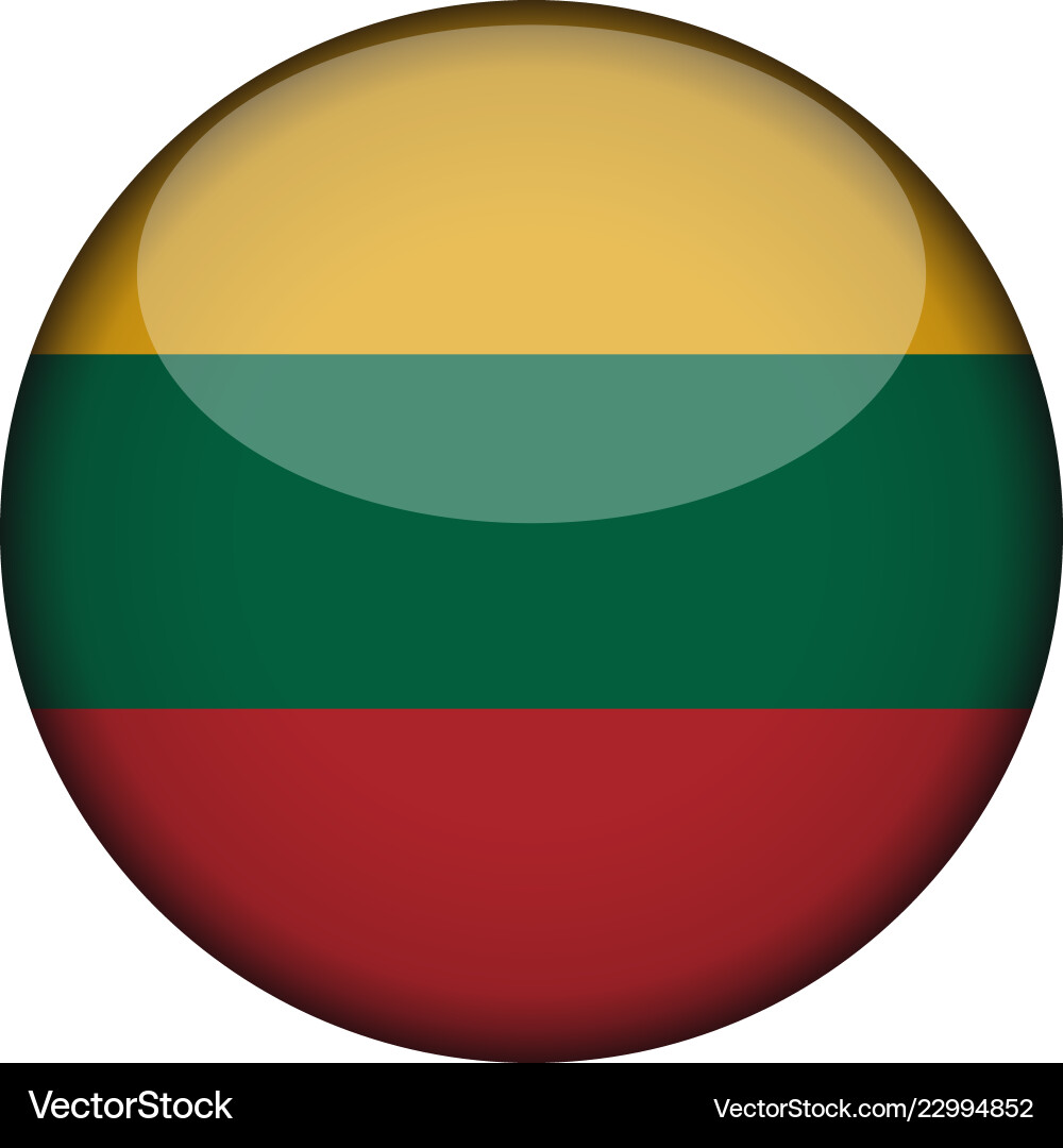 Lithuania flag in glossy round button of icon vector image